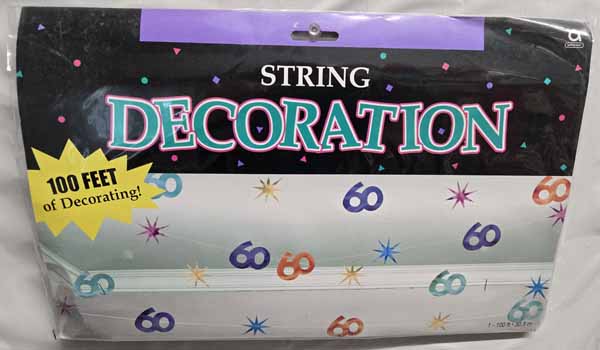 60th Birthday String Decoration, 100 ft