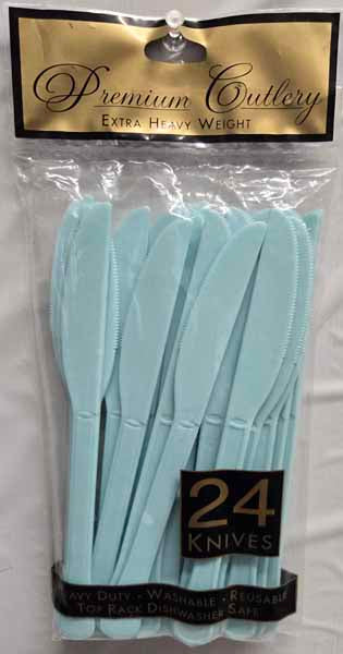 Baby Blue Heavyweight Plastic Knives, 24 Count