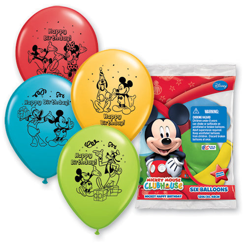 Mickey Mouse Birthday Balloons (6/Pk)