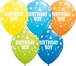 Cheerful Birthday Boy Assorted 11″ Latex Balloons (50/Pk)