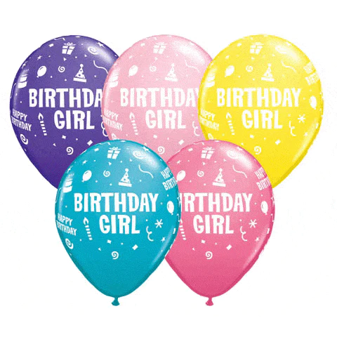 Cheerful Birthday Girl Assorted 11″ Latex Balloons (50/Pk)