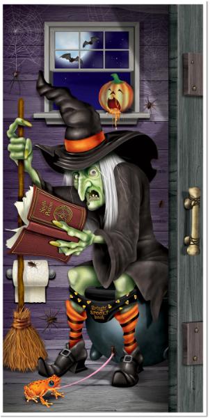 Witch Restroom Halloween Door Cover, 30" x 62"