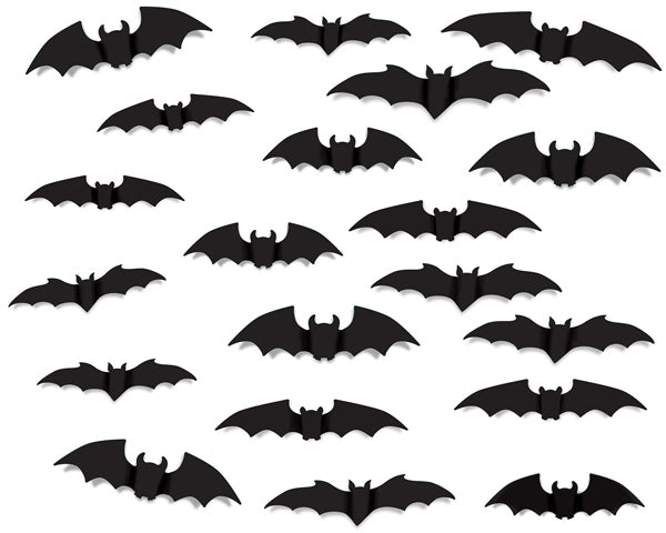 Assorted Bat Silhouettes Halloween Decorations, 20 Count