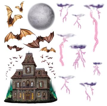 Halloween House & Sky Insta-Theme Props, 16 Pack