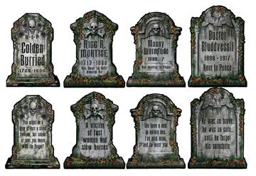 Découpes de pierres tombales d'Halloween recto verso de 15 pouces, paquet de 4