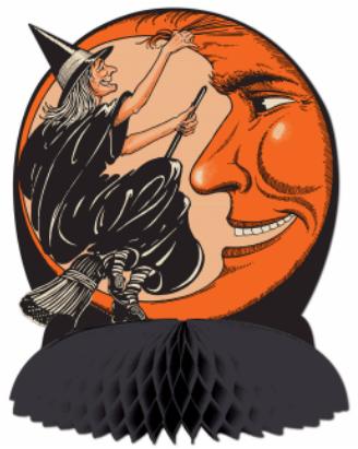 Witch & Moon Halloween Centerpiece, 9.75 Inches