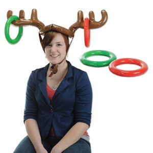 Inflatable Reindeer Ring Toss Game with Rings