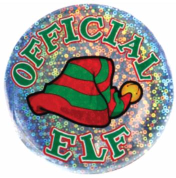 Official Elf Christmas Button, 3.5 Inch
