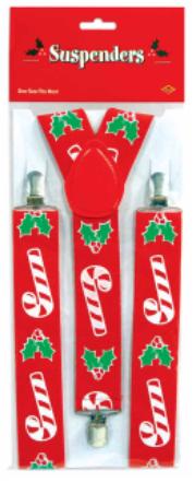 Candy Cane & Holly Christmas Suspenders