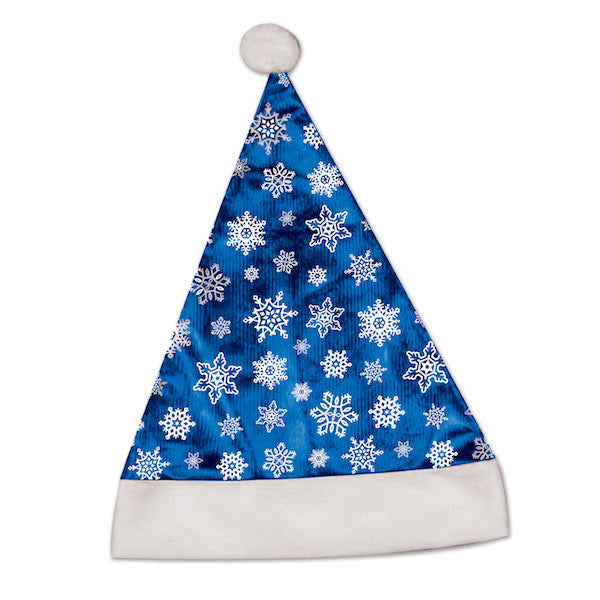 Metallic Blue Santa Hat, One Size