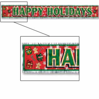 Metallic Happy Holiday Banner, 8 Inches x 5 Feet