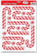 Candy Cane Christmas Stickers, 8 Stickers on 1 Sheet