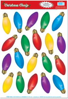 Christmas Light Bulb Clings, 20 per Sheet