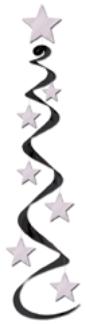 STAR SWIRLS (3 PK) BLACK AND SILVER 30"