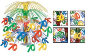 Multicolor "30" Cascade Centerpiece, 18 Inches