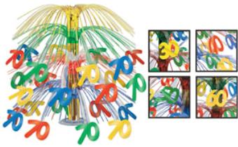 Multicolor "40" Cascade Centerpiece, 18 Inch