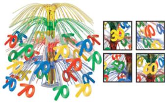 Multicolor 60th Birthday Cascade Centerpiece, 18 Inches