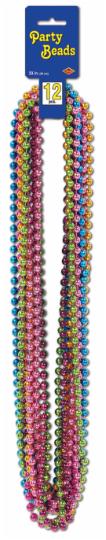 Bright Party Bead Necklaces, 12 Pack