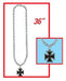 36-Inch Black Chain Necklace with Iron Cross Medallion