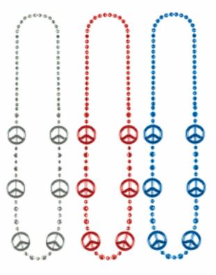 36-Inch Assorted Peace Symbol Bead Necklaces, 3-Pack