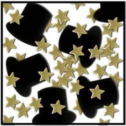 FANCI-FETTI TOP HATS & MINI STARS BK/GD