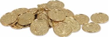 Plastic Gold Coins, 100 Count