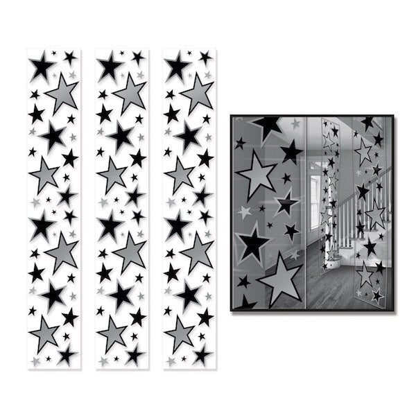 Black & Silver Star Party Panels, 3 Pack