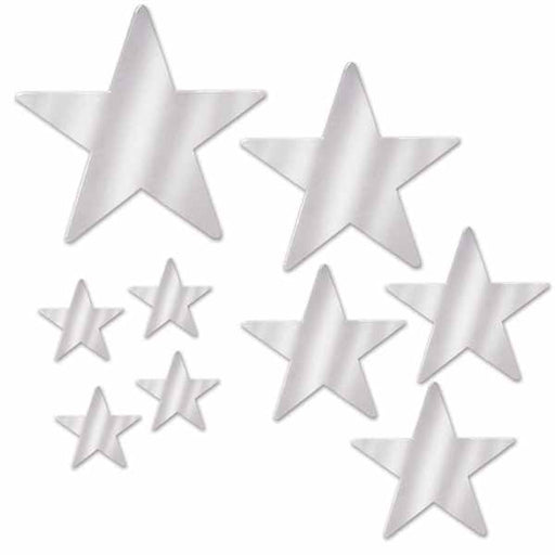 Silver Foil Star Cutouts, 9 Count