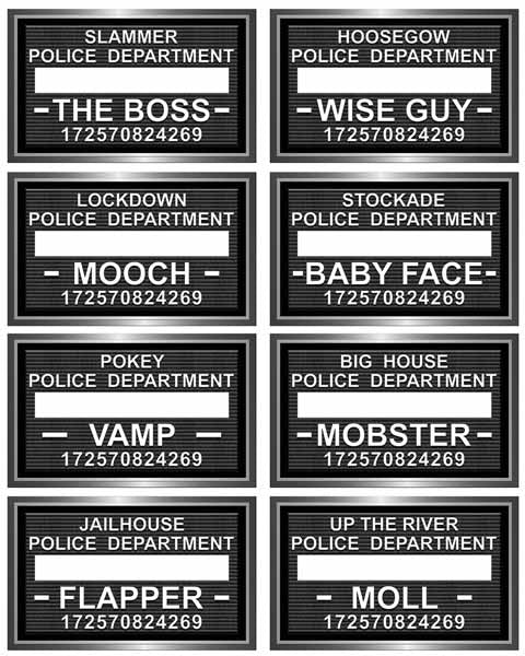 Speakeasy Mug Shot Photo Fun Signs, 8 Pack