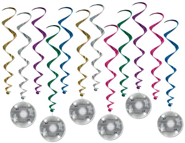 Disco Ball Whirl Hanging Decorations, 12 Pack