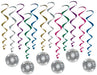 Disco Ball Whirl Hanging Decorations, 12 Pack