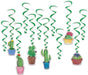 Cactus Whirls Hanging Decorations, 12 Count