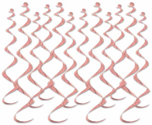 Rose Gold Metallic Whirls Hanging Decorations, 12 Pack