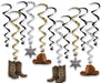 Western Whirls Hanging Decorations, 12 Pack