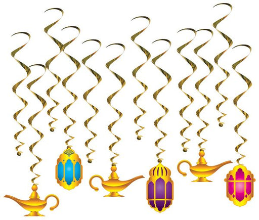 Décorations en spirale à suspendre Lanterne et Lampe, paquet de 12