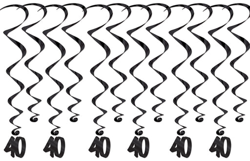 40th Birthday Whirl Decorations, 12 Pack