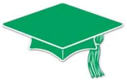 Green Mini Graduation Cap Cutouts, 10 Count