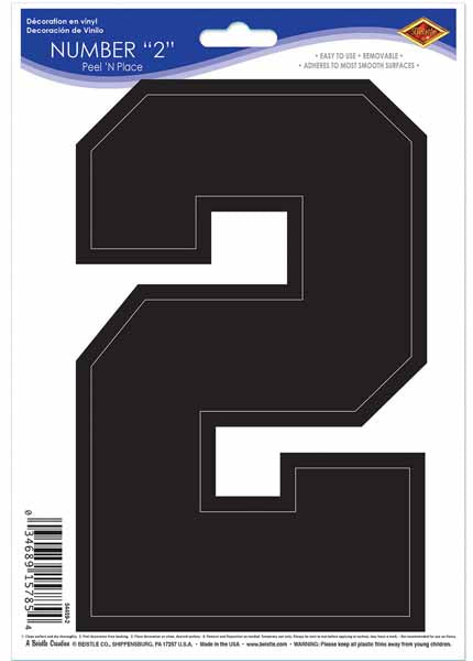 Black Number 2 Peel N Place Decoration