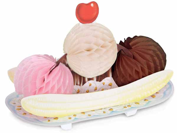 Tissue Banana Split Decoration, 6.5 Inch