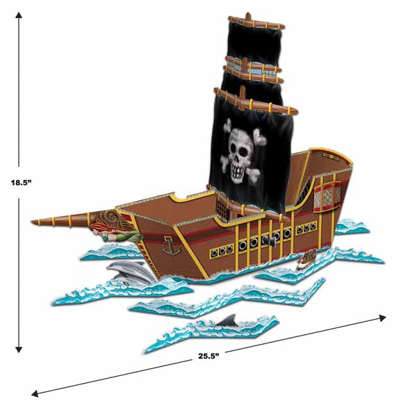 Pirate Ship Table Centerpiece, 18.5 x 25.5 Inches