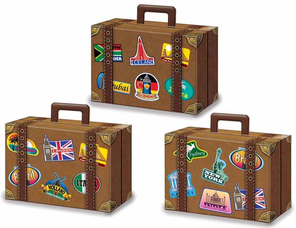 Luggage Favor Boxes, 3 Pack