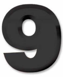 Black Plastic 3D Number 9 Decoration, 11 Inch