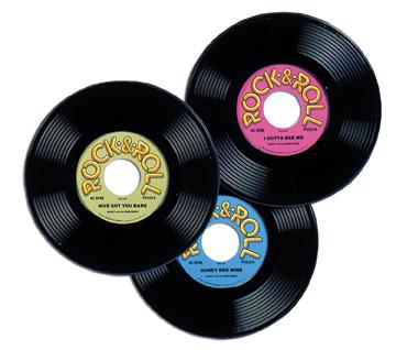 9-Inch Plastic Record Decorations, 3-Pack
