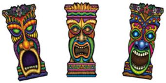 Assorted Tiki Cutouts for Luau Party Decorations