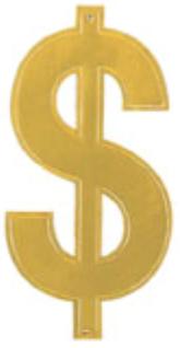 16-Inch Gold Foil Dollar Sign Silhouette