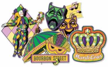 16-Inch Mardi Gras Cutouts, 4-Pack