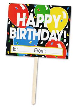 15" Happy Birthday Yard Sign with Balloon Design
