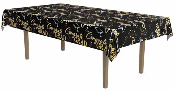 Graduation Plastic Table Cover, 54 x 108 Inches