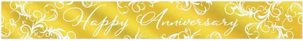 Gold Happy Anniversary Banner, 7.5 Inches x 5 Feet