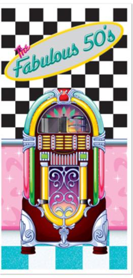 Fabulous 50's Door Cover, 30 Inches x 5 Feet